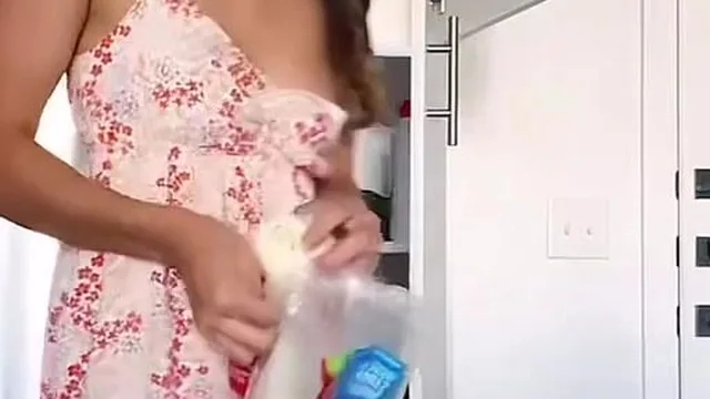 Grace.barker12 Slips Nip While Cooking In Livestream TikTok